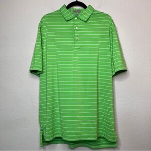 Peter Millar Summer Comfort Polo Polyester/Spandex Green White Stripes Large